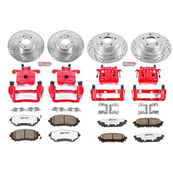 PowerStop Z26 Street Performance Ceramic Brake Pad, Drilled Slotted Rotor, and C