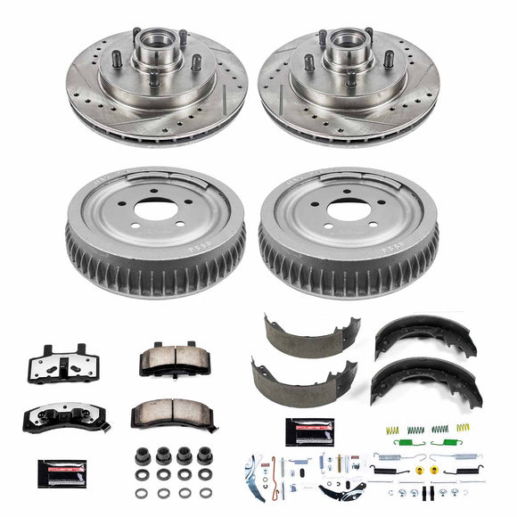 PowerStop Z36 Ceramic Brake Pads with Drilled Slotted Rotors and Drum Shoe Kit
