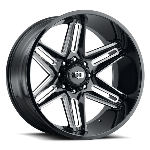 20x12 Vision 363 Razor Gloss Black Milled Spoke Wheel 6x139.7 ET-51 CB106.2