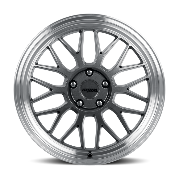 Katana KR06 Glossy Gun Metal Machine Lip 5x100 ET40 CB73.1 Wheel Rim