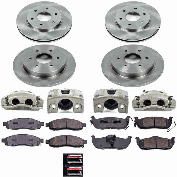 PowerStop OE Stock Replacement Low-Dust Ceramic Brake Pad, Rotor and Caliper Kit