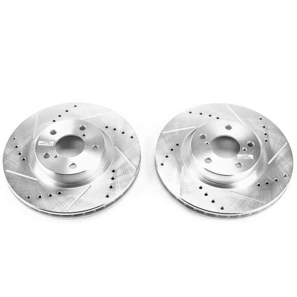 PowerStop Evolution Drilled Slotted Rotors Pair Front For Subaru Impreza