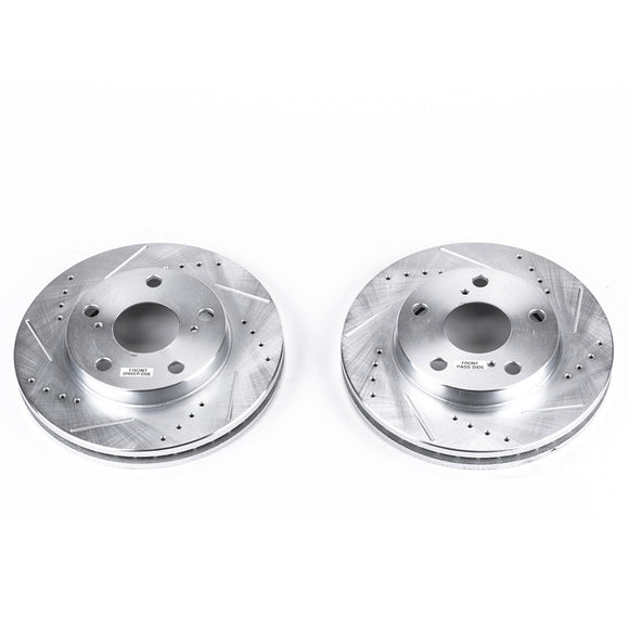PowerStop Evolution Drilled Slotted Rotors Pair Front For Toyota Camry