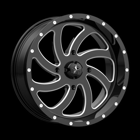 22X7 MSA Offroad Wheels Switch Gloss Black Milled Wheel/Rim 4x137 ET0