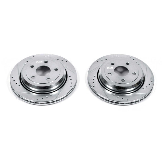 PowerStop Evolution Drilled Slotted Rotors Pair Rear For Jeep GrCherokee