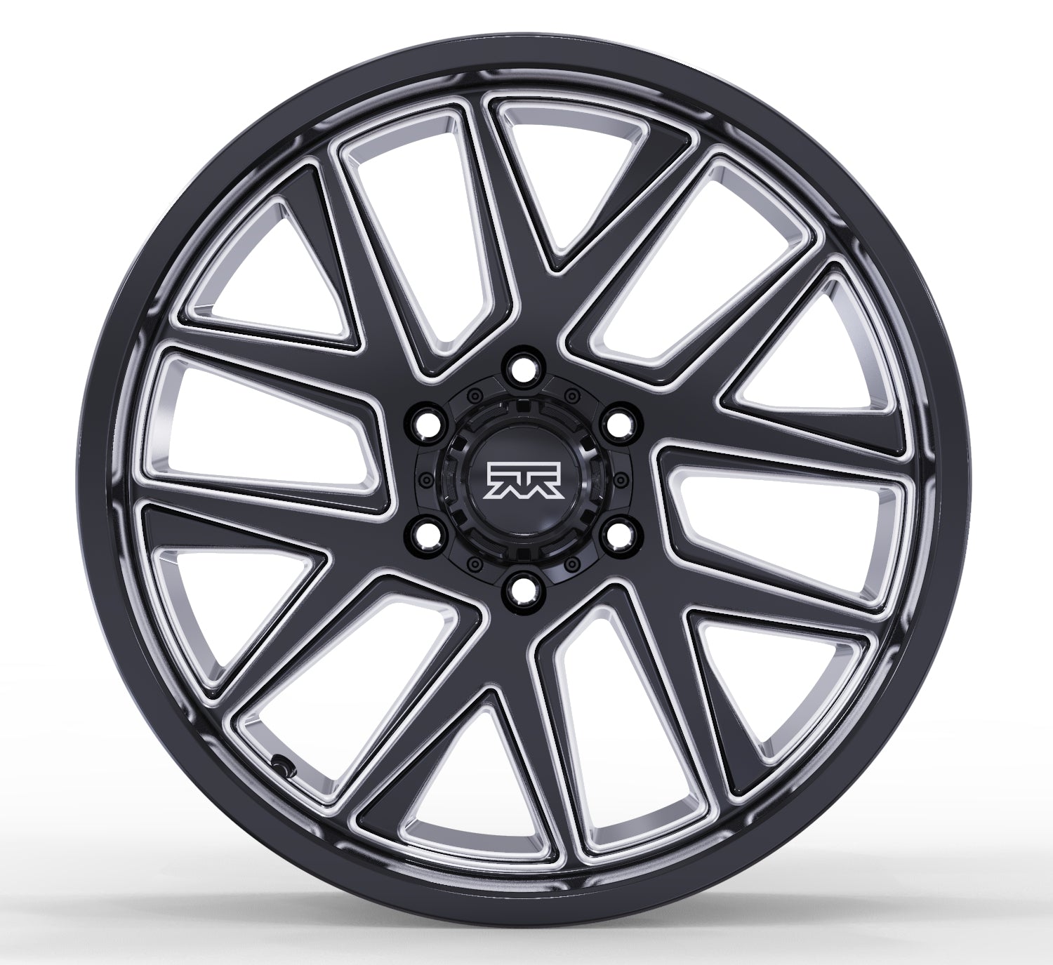 22x12 Mudder Trucker MT704 Asphalt Black Milled 6x139.7 6x5.5 ET-44 Wheel