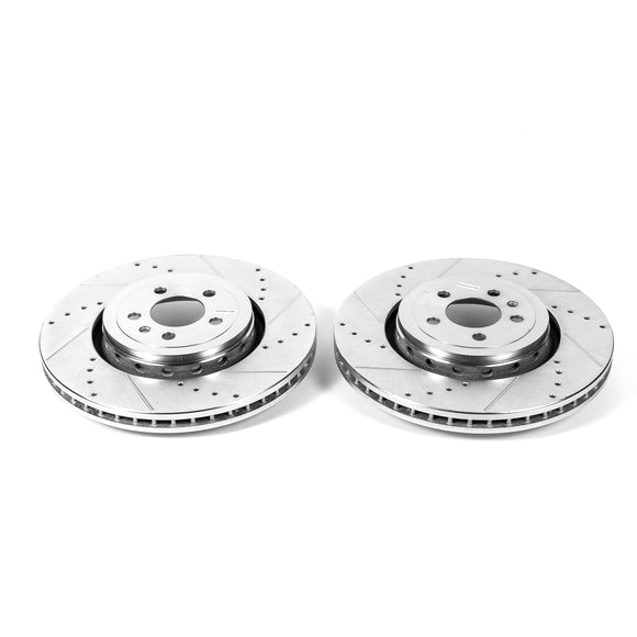 PowerStop Evolution Drilled Slotted Rotors Pair Front For Dodge Charger