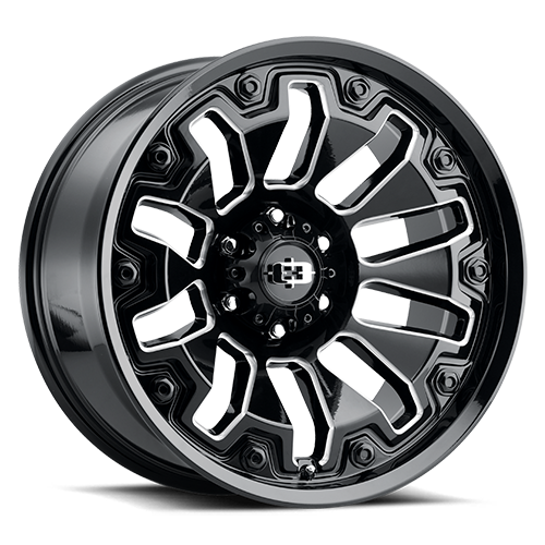 18x9 Vision 362 Armor Gloss Black Milled Spoke with Black Bolt Inserts 5x139.7 E