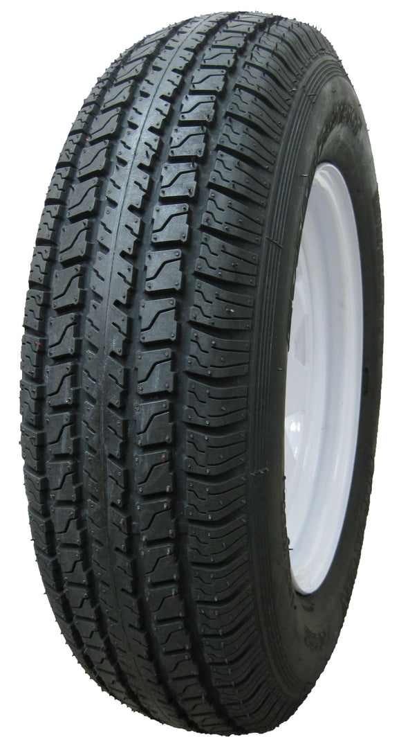 ST205/75D14 6 Ply Hi-Run Mounted on  14X6 5-4.5 White 8 Spoke Wheel