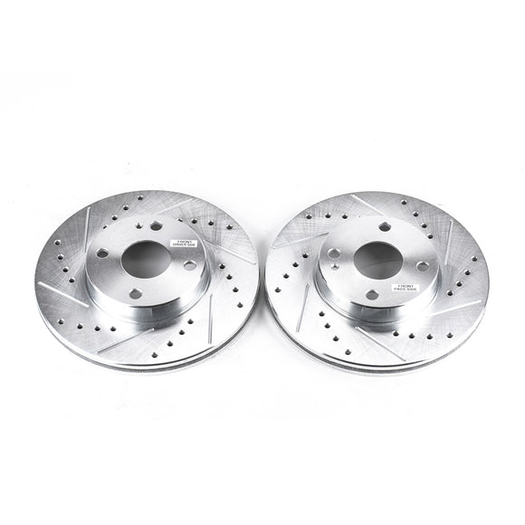 PowerStop Evolution Drilled Slotted Rotors Pair Front For Mazda Miata