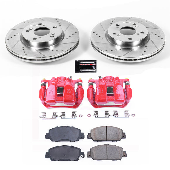 PowerStop Z23 Daily Driver Carbon-Fiber Ceramic Pads Drilled & Slotted Rotor & C