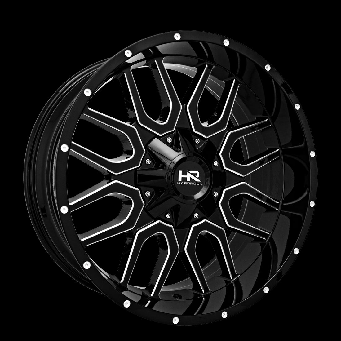 22x10 Hardrock Commander Gloss Black Milled 6x135/139.7 ET-25 wheel/rim