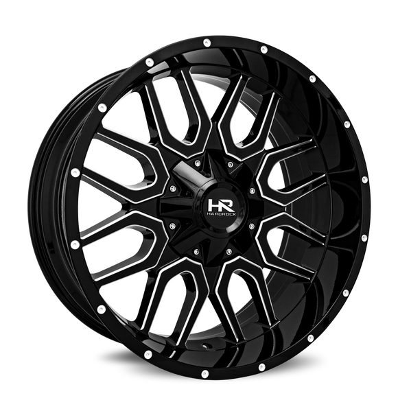 22x10 Hardrock Commander Gloss Black Milled 6x135/139.7 ET-25 wheel/rim