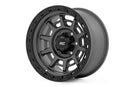 17x9 Rough Country 85 Series Gunmetal Gray/Black Wheel 5x5 ET-12 CB3.17