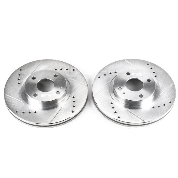 PowerStop Evolution Drilled Slotted Rotors Pair Front For Mazda Miata