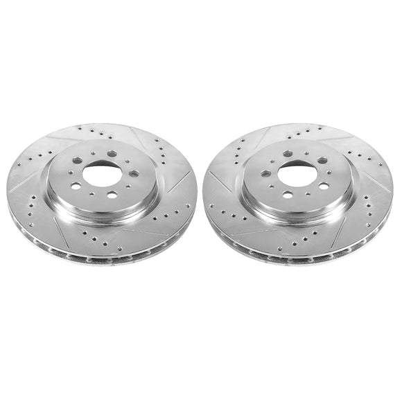 PowerStop Evolution Drilled Slotted Rotors Pair Rear For Volvo S60