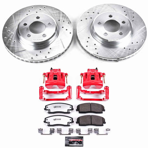 PowerStop Z26 Street Performance Ceramic Brake Pad, Drilled Slotted Rotor, and C