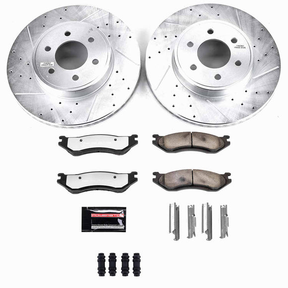 PowerStop Z36 Carbon-Fiber Ceramic Brake Pad with Drilled and Slotted Rotor Kit