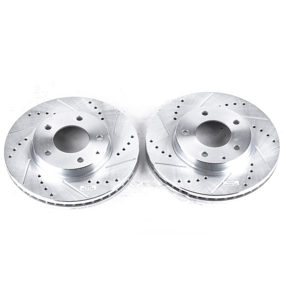 PowerStop Evolution Drilled Slotted Rotors Pair Front For Mazda Millenia