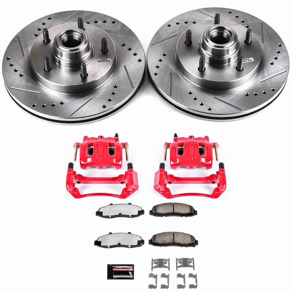 PowerStop Z36 Truck and SUV Ceramic Brake Pad, Drilled & Slotted Rotor, and Cali