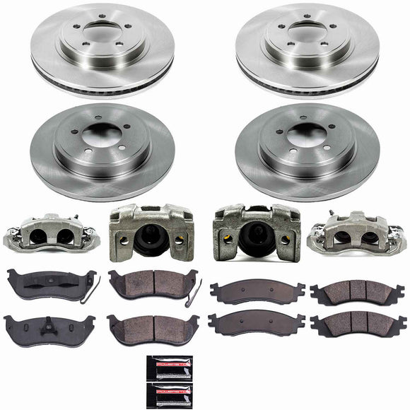 PowerStop OE Stock Replacement Low-Dust Ceramic Brake Pad, Rotor and Caliper Kit