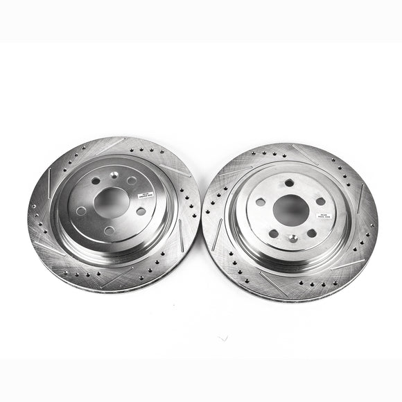 PowerStop Evolution Drilled Slotted Rotors Pair Rear For Cadillac CTS
