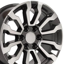 18" Replica Wheel CV35 Fits GMC Sierra Rim 18x8.5 Gunmetal Machined Wheel