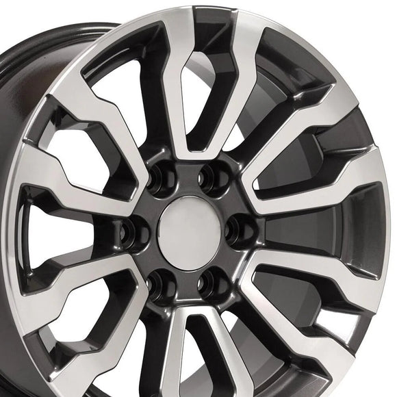 18" Replica Wheel CV35 Fits GMC Sierra Rim 18x8.5 Gunmetal Machined Wheel