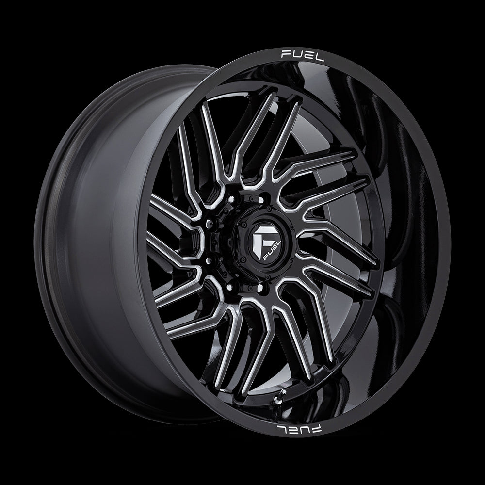 24X12 Fuel 1PC D807 Hurricane Gloss Black Milled 8X170 ET-44 Wheel Rim