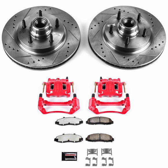 PowerStop Z36 Truck and SUV Ceramic Brake Pad, Drilled & Slotted Rotor, and Cali