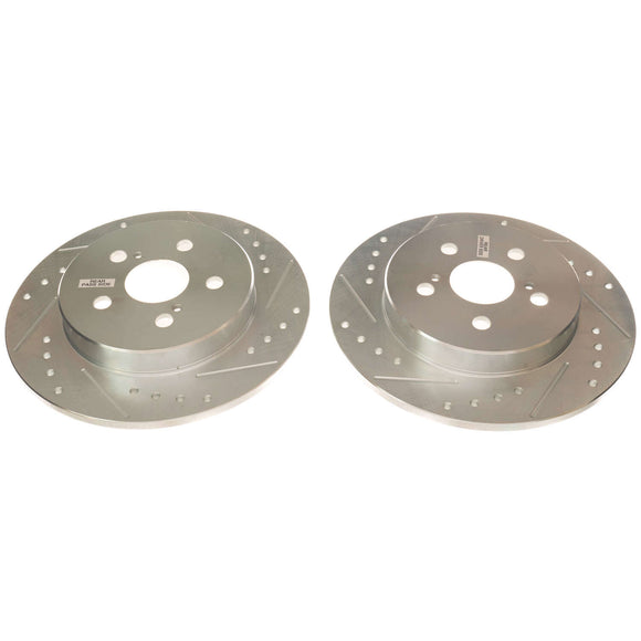 PowerStop Evolution Drilled Slotted Rotors Pair Rear For Toyota Corolla
