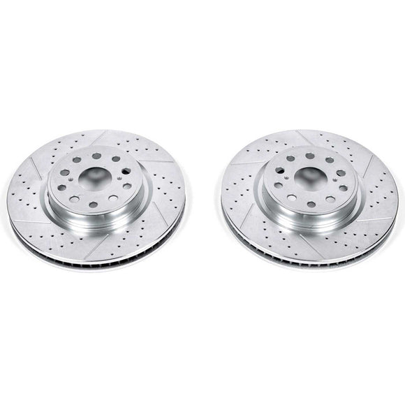 PowerStop Evolution Drilled Slotted Rotors Pair Front For Lexus LS460