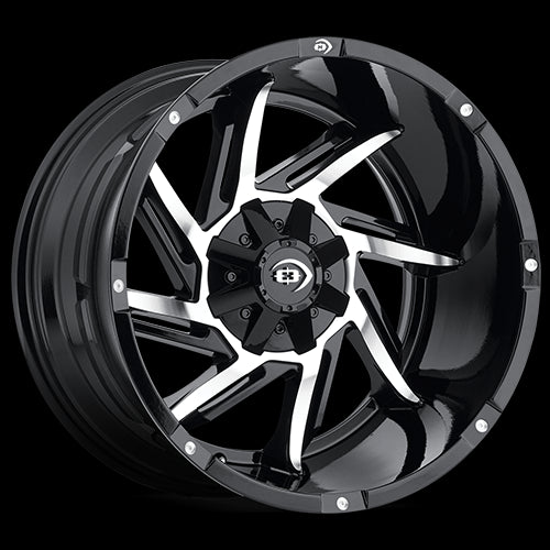 20x12 Vision 422 Prowler Black Machined Face 5x139.7 5x5.5 ET-51 Wheel Rim