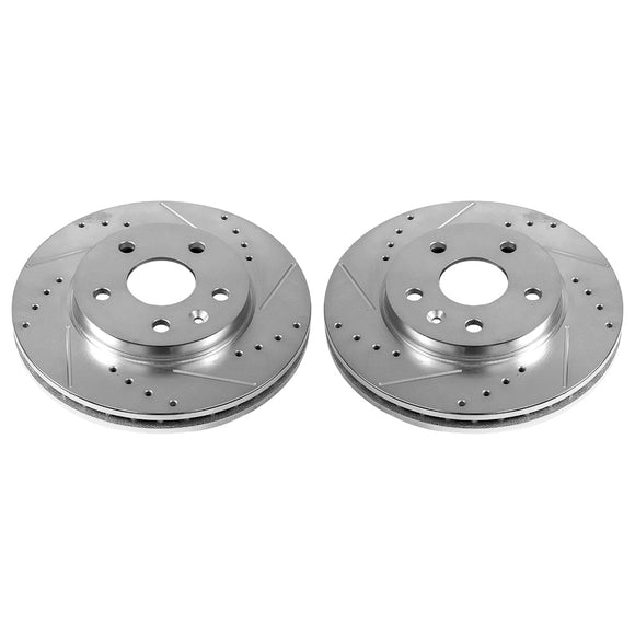 PowerStop Evolution Drilled Slotted Rotors Pair Front For Saab 9-5