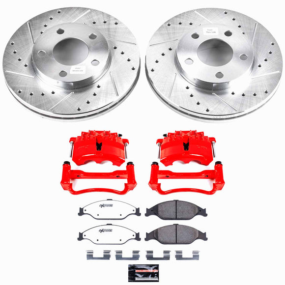PowerStop Z26 Street Performance Ceramic Brake Pad, Drilled Slotted Rotor, and C