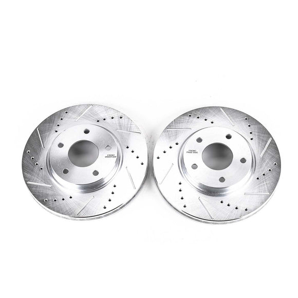 PowerStop Evolution Drilled Slotted Rotors Pair Front For INFINITI Q45