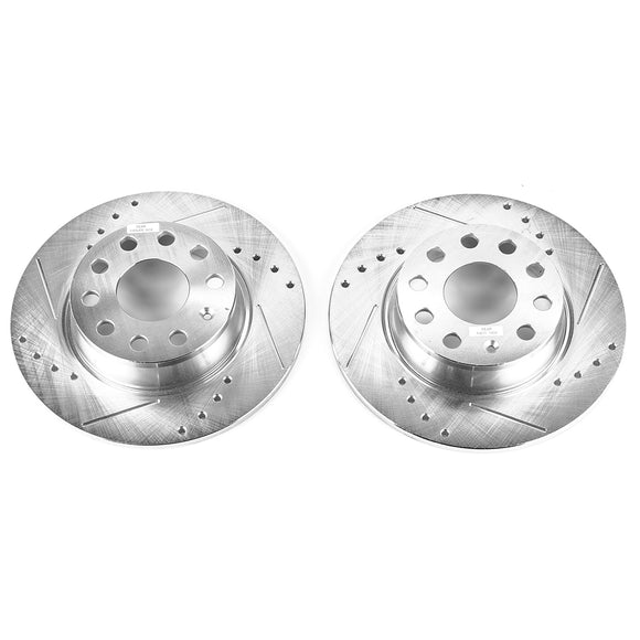 PowerStop Evolution Drilled Slotted Rotors Pair Rear For Volkswagen Eos