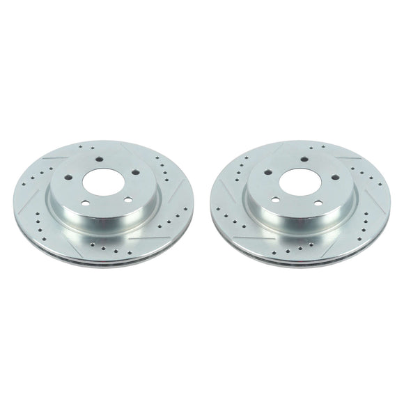 PowerStop Evolution Drilled Slotted Rotors Pair Rear For Nissan Qashqai