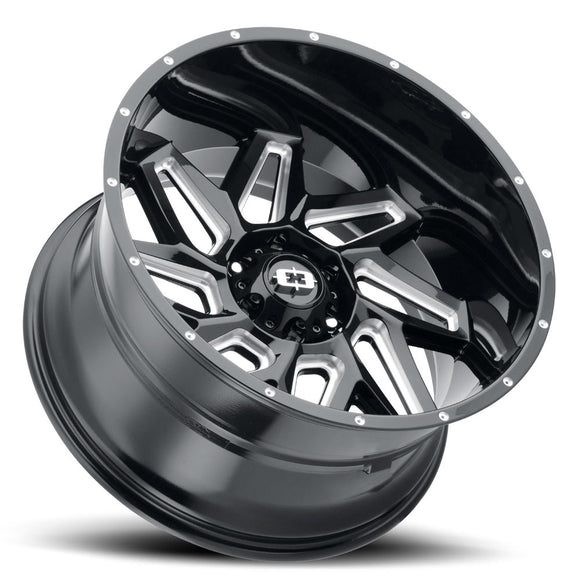 22x10 Vision 361 Spyder Gloss Black Milled Spoke Wheel 5x139.7 ET-19 CB108