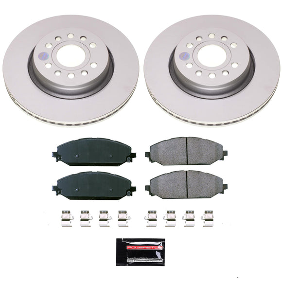 PowerStop Genuine Geomet Coated Rotor and Low-Dust Ceramic Brake Pad Kit