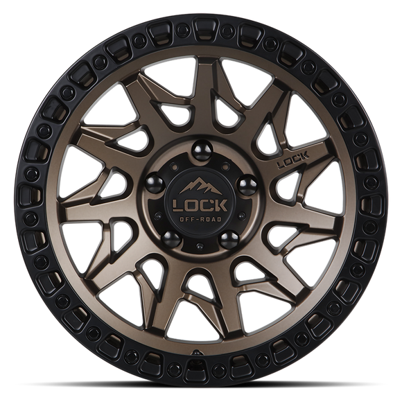 17x9 Lock Off-Road Lunatic Matte Bronze Black Ring 6x139.7 6x5.5 ET1 Wheel
