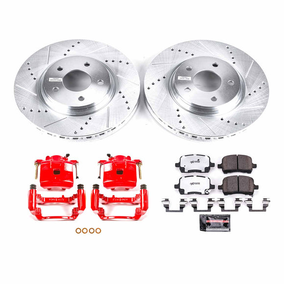 PowerStop Z26 Street Performance Ceramic Brake Pad, Drilled Slotted Rotor, and C