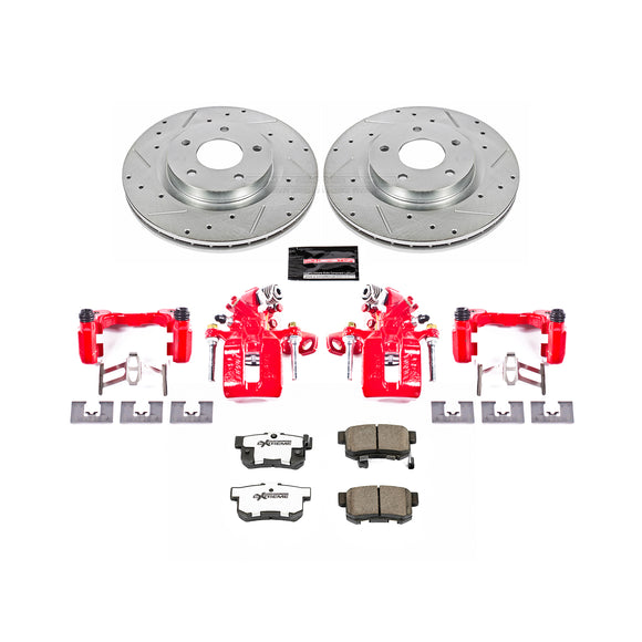 PowerStop Z26 Street Performance Ceramic Brake Pad, Drilled Slotted Rotor, and C