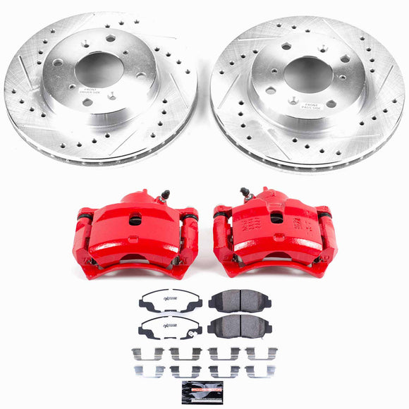 PowerStop Z26 Street Performance Ceramic Brake Pad, Drilled Slotted Rotor, and C