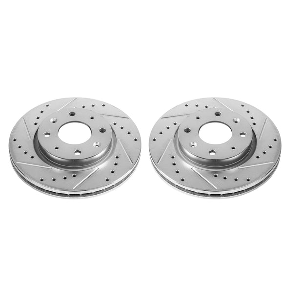 PowerStop Evolution Drilled Slotted Rotors Pair Front For Kia Spectra