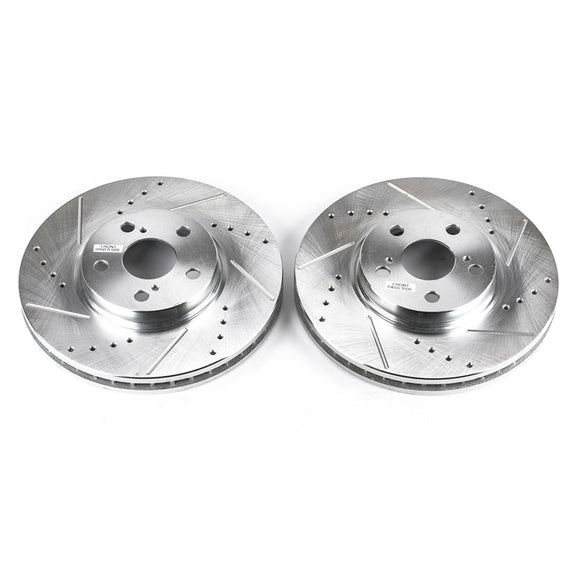 PowerStop Evolution Drilled Slotted Rotors Pair Front For Toyota Celica