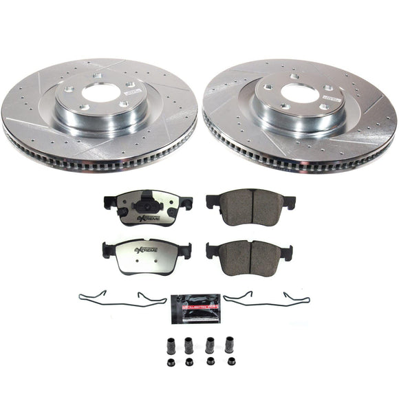 PowerStop Z36 Carbon-Fiber Ceramic Brake Pad with Drilled and Slotted Rotor Kit