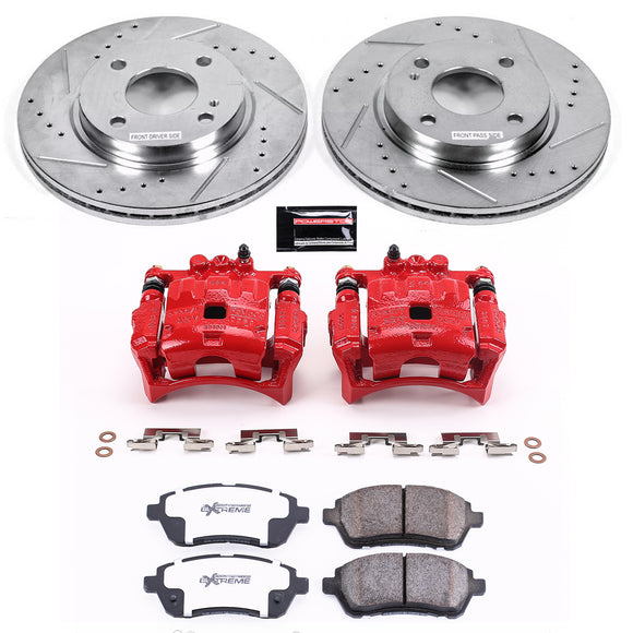 PowerStop Z26 Street Performance Ceramic Brake Pad, Drilled Slotted Rotor, and C