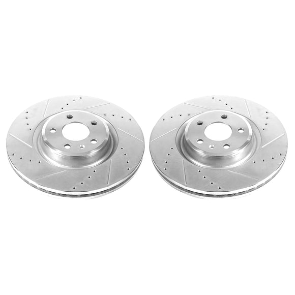 PowerStop Evolution Drilled Slotted Rotors Pair Front For Audi S4