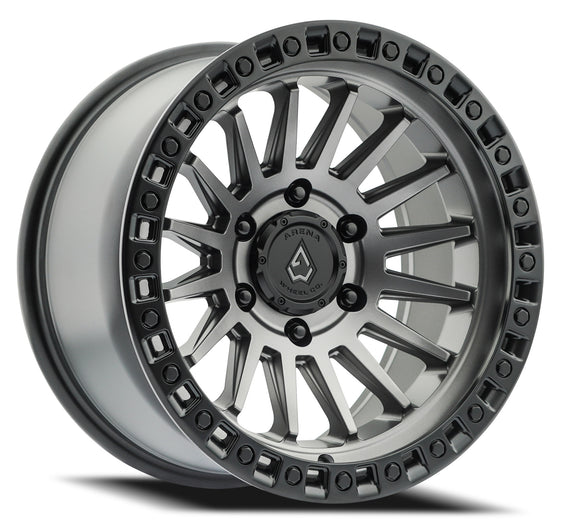 20x9 Arena Wheel Mesa Satin Gun Metal Center Satin Black Lip 6x135 ET0 CB87.12